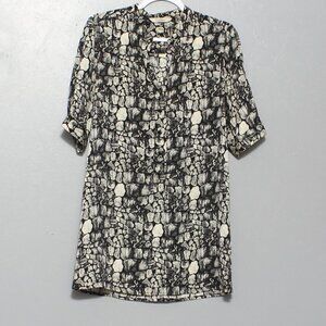Tucker silk black cream reptile snack print mini dress tunic